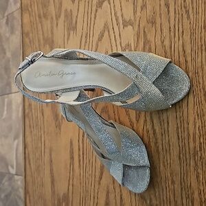 Amelia Grace Silver Gold Glitter Sparkly Heels formal dressy party womens 9.5